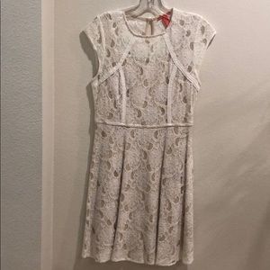 White lace top fitted mini dress!
